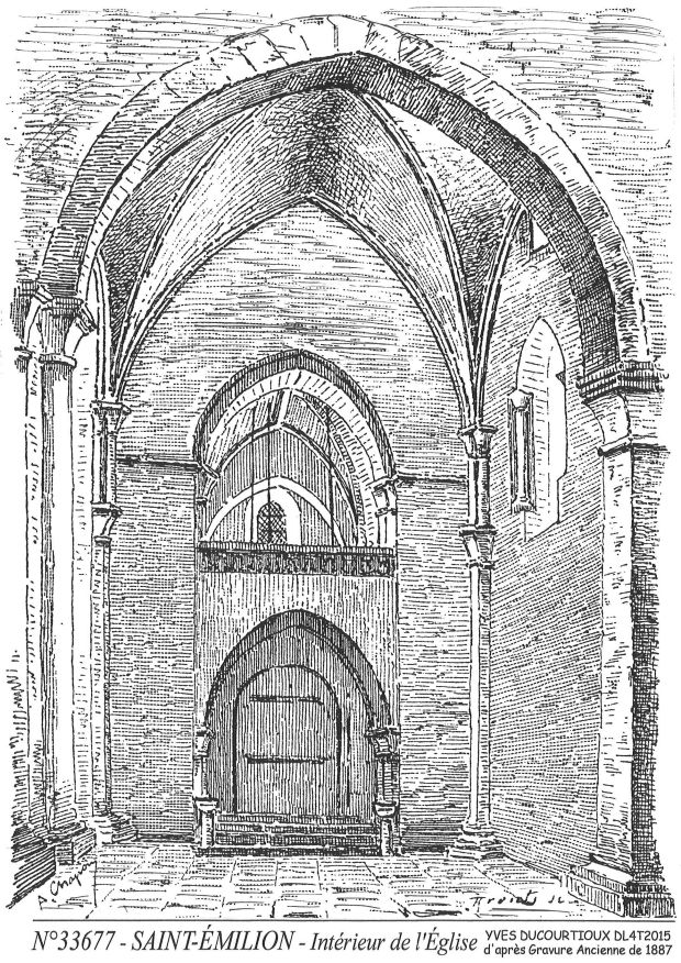 N 33677 - ST EMILION - intérieur de l église (d'aprs gravure ancienne)